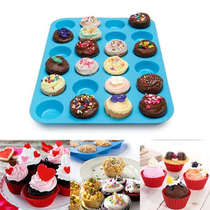 24 Grids DIY Cake Mold Silicone Cupcake Baking Moulds Bakeware Pan Tray Mould Home Mini Muffin Pastry Tools