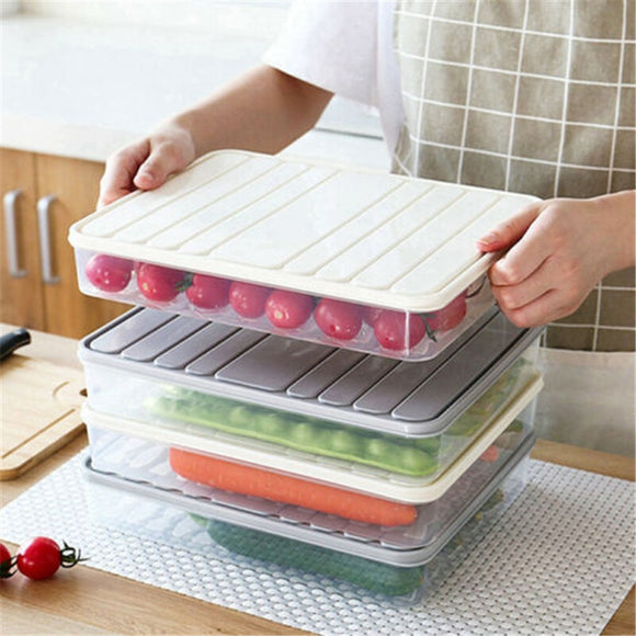 Kitchen Storage Box Plastic Fridge Food Egg Storage Box With Lid Drawer Container Organizer Holder Dumplings Transparent Case