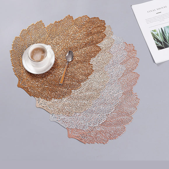 Placemat for dining table Coasters Leaf Simulation Plant Cup PVC Coffee Table Mats Kitchen Christmas Home Decoration