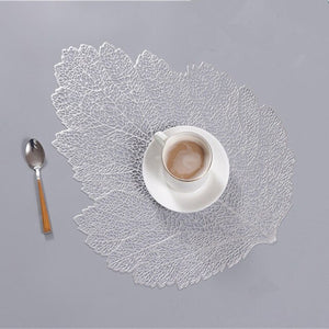 Placemat for dining table Coasters Leaf Simulation Plant Cup PVC Coffee Table Mats Kitchen Christmas Home Decoration