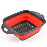 WOWCC Foldable Fruit Vegetable Washing Basket Strainer Portable Silicone Colander Collapsible Drainer With Handle Kitchen Tools