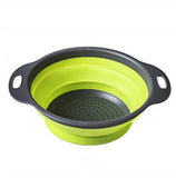 WOWCC Foldable Fruit Vegetable Washing Basket Strainer Portable Silicone Colander Collapsible Drainer With Handle Kitchen Tools