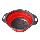 WOWCC Foldable Fruit Vegetable Washing Basket Strainer Portable Silicone Colander Collapsible Drainer With Handle Kitchen Tools