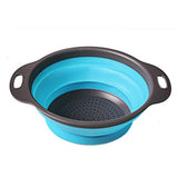 WOWCC Foldable Fruit Vegetable Washing Basket Strainer Portable Silicone Colander Collapsible Drainer With Handle Kitchen Tools