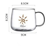 Glass Mug Creative Letter Milk Juice Water Cup Black Gold Plated Handle Drinkware  Lovers Couple Crystal Transparent Mugs Gifts