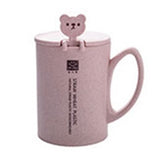 1Pcs Novelty Cute Animal Cup Bear Milk Mug with Handle Spoon PP Wheat Plastic Baby Kids Coffee Tea Cup Nice Gifts Tazas De Te