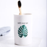 Creative Plant Ceramic Mug, Cartoon Cup Bathroom Mouth Cups Bathroom Wash Set Couple Cup Coffee Tea Milk Mugs Drinkware