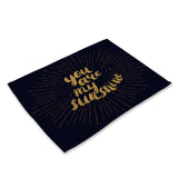 1Pcs Bronzing Pattern Kitchen Placemat Dining Table Mat Drink Coaster Cotton Linen Pads Bowl Cup Mats 42*32cm Home Decor MG0033