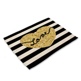 1Pcs Bronzing Pattern Kitchen Placemat Dining Table Mat Drink Coaster Cotton Linen Pads Bowl Cup Mats 42*32cm Home Decor MG0033