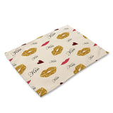 1Pcs Bronzing Pattern Kitchen Placemat Dining Table Mat Drink Coaster Cotton Linen Pads Bowl Cup Mats 42*32cm Home Decor MG0033