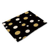 1Pcs Bronzing Pattern Kitchen Placemat Dining Table Mat Drink Coaster Cotton Linen Pads Bowl Cup Mats 42*32cm Home Decor MG0033