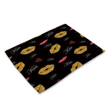 1Pcs Bronzing Pattern Kitchen Placemat Dining Table Mat Drink Coaster Cotton Linen Pads Bowl Cup Mats 42*32cm Home Decor MG0033