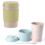 1Pcs Eco-friendly Coffee Tea Cup Wheat Straw Travel Water Drink Mug with Silicone Lid Drinking Mugs