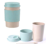 1Pcs Eco-friendly Coffee Tea Cup Wheat Straw Travel Water Drink Mug with Silicone Lid Drinking Mugs