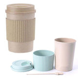 1Pcs Eco-friendly Coffee Tea Cup Wheat Straw Travel Water Drink Mug with Silicone Lid Drinking Mugs