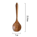 1PC Natural Wood Tableware Spoon Ladle Turner Long Rice Colander Soup Skimmer Cooking Spoons Scoop Kitchen Tool Set