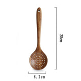 1PC Natural Wood Tableware Spoon Ladle Turner Long Rice Colander Soup Skimmer Cooking Spoons Scoop Kitchen Tool Set