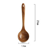 1PC Natural Wood Tableware Spoon Ladle Turner Long Rice Colander Soup Skimmer Cooking Spoons Scoop Kitchen Tool Set