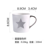 Creative Ceramic Coffee Mug Breakfast Milk Tea Cups Love Star Stripe Pattern Gold Plating Handle Mug Home Office Drinkware Gift