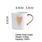 Creative Ceramic Coffee Mug Breakfast Milk Tea Cups Love Star Stripe Pattern Gold Plating Handle Mug Home Office Drinkware Gift