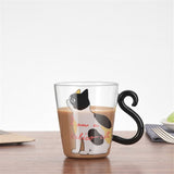 Letter Printed Transparent Creative Glass Coffee Tea Drinks Dessert Breakfast Milk Cup Glass Mugs Handle Drinkware