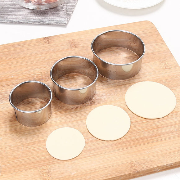 OHEART 3 Pcs/set Stainless Steel Round Dumpling Mold Dough Press Cutter Cookie Pastry Dough Dough Molds Kitchen Tool