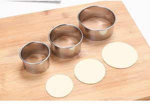 OHEART 3 Pcs/set Stainless Steel Round Dumpling Mold Dough Press Cutter Cookie Pastry Dough Dough Molds Kitchen Tool