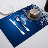 Beautiful ice and snow Pattern Table Mat Winter white snowflake Placemat for Wedding Kitchen Decor Coasters Dining Accessories