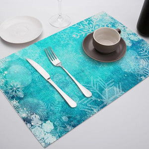 Beautiful ice and snow Pattern Table Mat Winter white snowflake Placemat for Wedding Kitchen Decor Coasters Dining Accessories