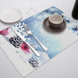 Beautiful ice and snow Pattern Table Mat Winter white snowflake Placemat for Wedding Kitchen Decor Coasters Dining Accessories