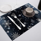 Beautiful ice and snow Pattern Table Mat Winter white snowflake Placemat for Wedding Kitchen Decor Coasters Dining Accessories