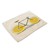 1Pcs Fruit Bike Bicycle Pattern Kitchen Placemat Dining Table Mat Tea Coaster Cotton Linen Pad Cup Mat 42*32cm Home Decor MC0048