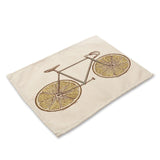 1Pcs Fruit Bike Bicycle Pattern Kitchen Placemat Dining Table Mat Tea Coaster Cotton Linen Pad Cup Mat 42*32cm Home Decor MC0048