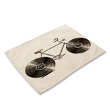 1Pcs Fruit Bike Bicycle Pattern Kitchen Placemat Dining Table Mat Tea Coaster Cotton Linen Pad Cup Mat 42*32cm Home Decor MC0048
