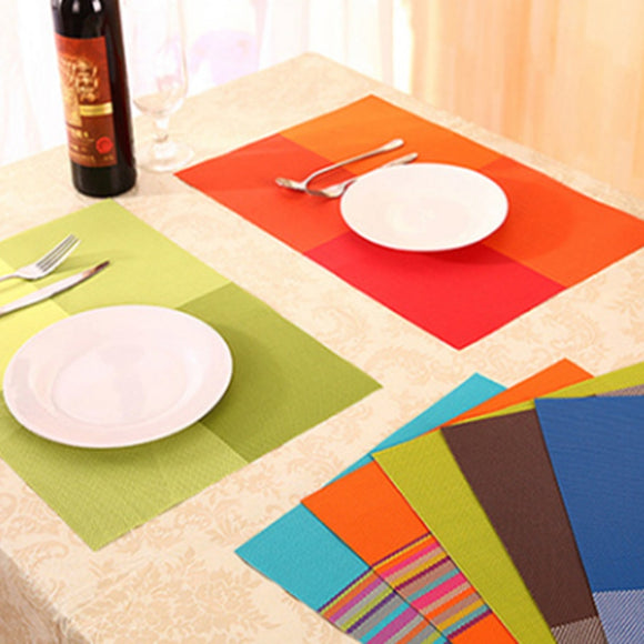 1pcs Europe Style PVC Dining Table Mat Kitchen Accessories Stripe Rectangle Placemats For Table 30*45cm Non-slip Insulation Coas