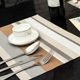 1pcs Europe Style PVC Dining Table Mat Kitchen Accessories Stripe Rectangle Placemats For Table 30*45cm Non-slip Insulation Coas