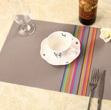 1pcs Europe Style PVC Dining Table Mat Kitchen Accessories Stripe Rectangle Placemats For Table 30*45cm Non-slip Insulation Coas