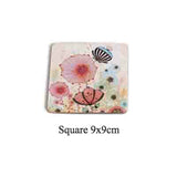 Table Mat Round Dining Table Placemats Square Wooden Cup Pad Cork Flowers Insulation Mat Round Coasters Pad Coaster Kitchen Mat