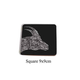 Square Wooden Table Coasters Hot Pad Cork Animal Table Mat Round Placemat Dining Table Mats Kitchen Accessories Decoration Home