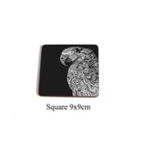 Square Wooden Table Coasters Hot Pad Cork Animal Table Mat Round Placemat Dining Table Mats Kitchen Accessories Decoration Home