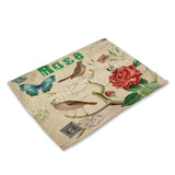 British Style Stamp Flower Tower Pattern Table Mat Rose Table Napkin Placemat Kitchen Decoration Dining Accessories