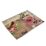 British Style Stamp Flower Tower Pattern Table Mat Rose Table Napkin Placemat Kitchen Decoration Dining Accessories