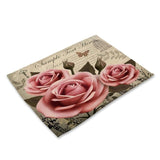 British Style Stamp Flower Tower Pattern Table Mat Rose Table Napkin Placemat Kitchen Decoration Dining Accessories