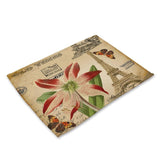 British Style Stamp Flower Tower Pattern Table Mat Rose Table Napkin Placemat Kitchen Decoration Dining Accessories