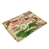 British Style Stamp Flower Tower Pattern Table Mat Rose Table Napkin Placemat Kitchen Decoration Dining Accessories