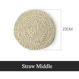 Natural Straw Placemats Coasters Dining Table Mats Woven Cup Rattan Drink Coaster Heat Insulation pads Kitchen Accessories