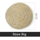 Natural Straw Placemats Coasters Dining Table Mats Woven Cup Rattan Drink Coaster Heat Insulation pads Kitchen Accessories
